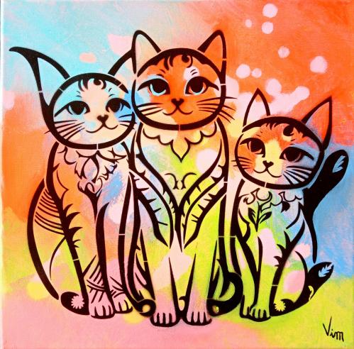 Trio de chats russes